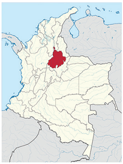 Map of Columbia showing Landlocked Santander