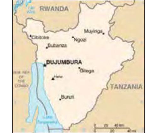 Map of the Landlocked country of Burundi