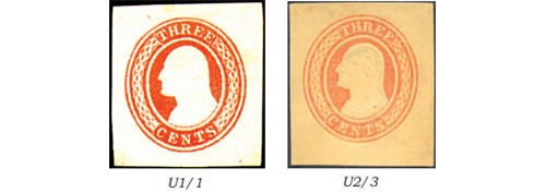 Three cent Washington stamped envelope, 1853