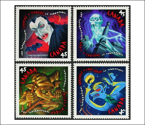Canadian Halloween Postage Stamps