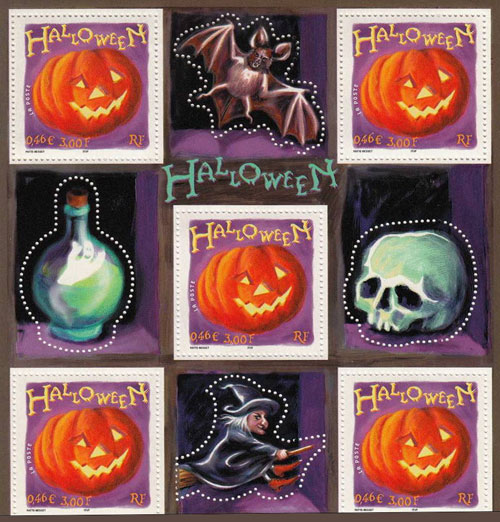 French Pumpkin Halloween Stamps